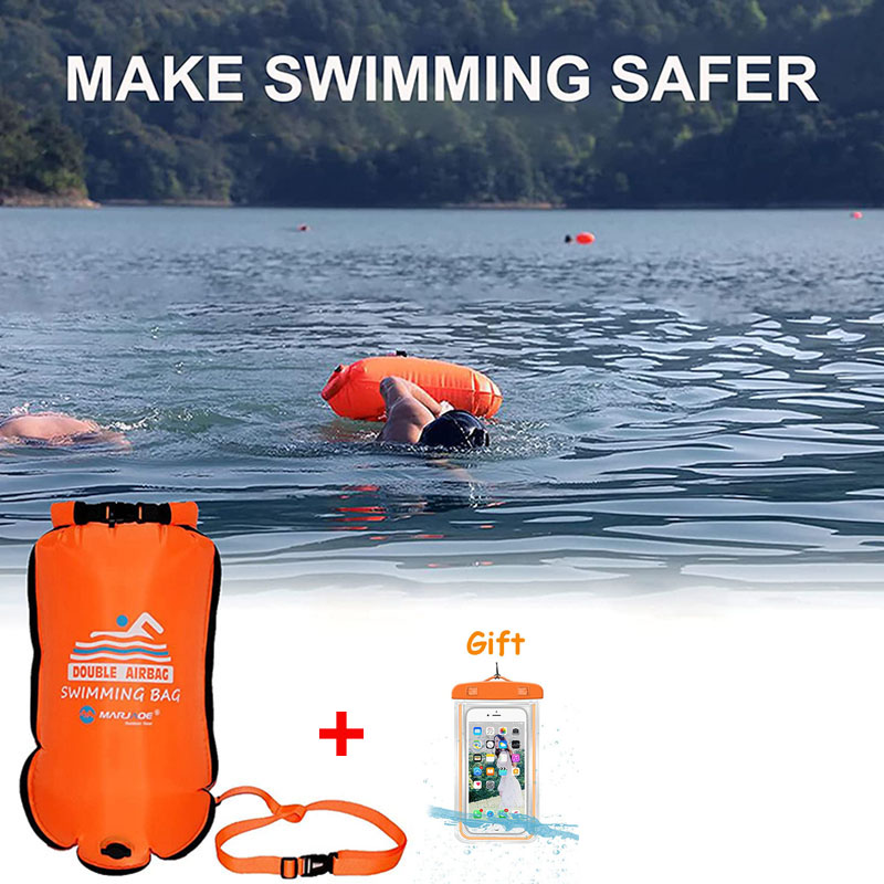 Swim Buoy Open Water - 방수 팽창식 수영 드라이 백, 전화
